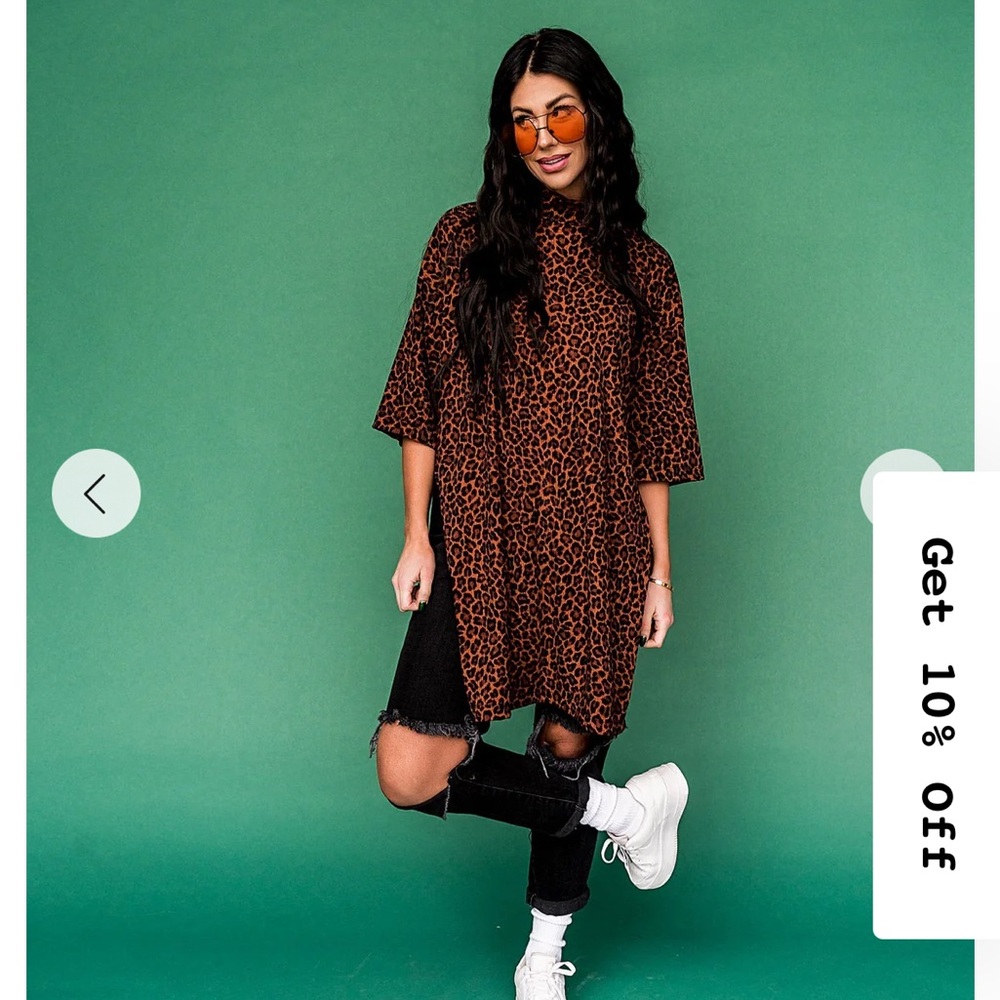 Dressed in LALA Cheetah Mock Neck Top